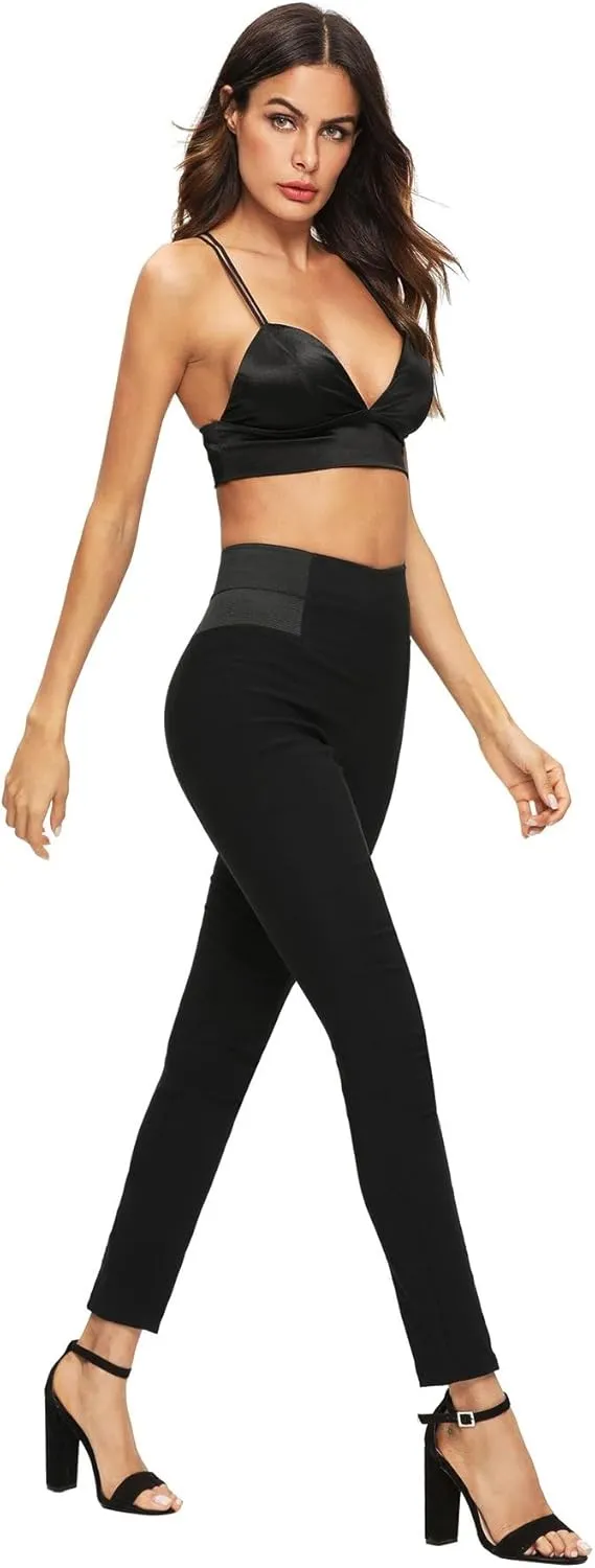 SweatyRocks Women's Basic Leggings Stretchy Slim Elastic High Waist Work Pants