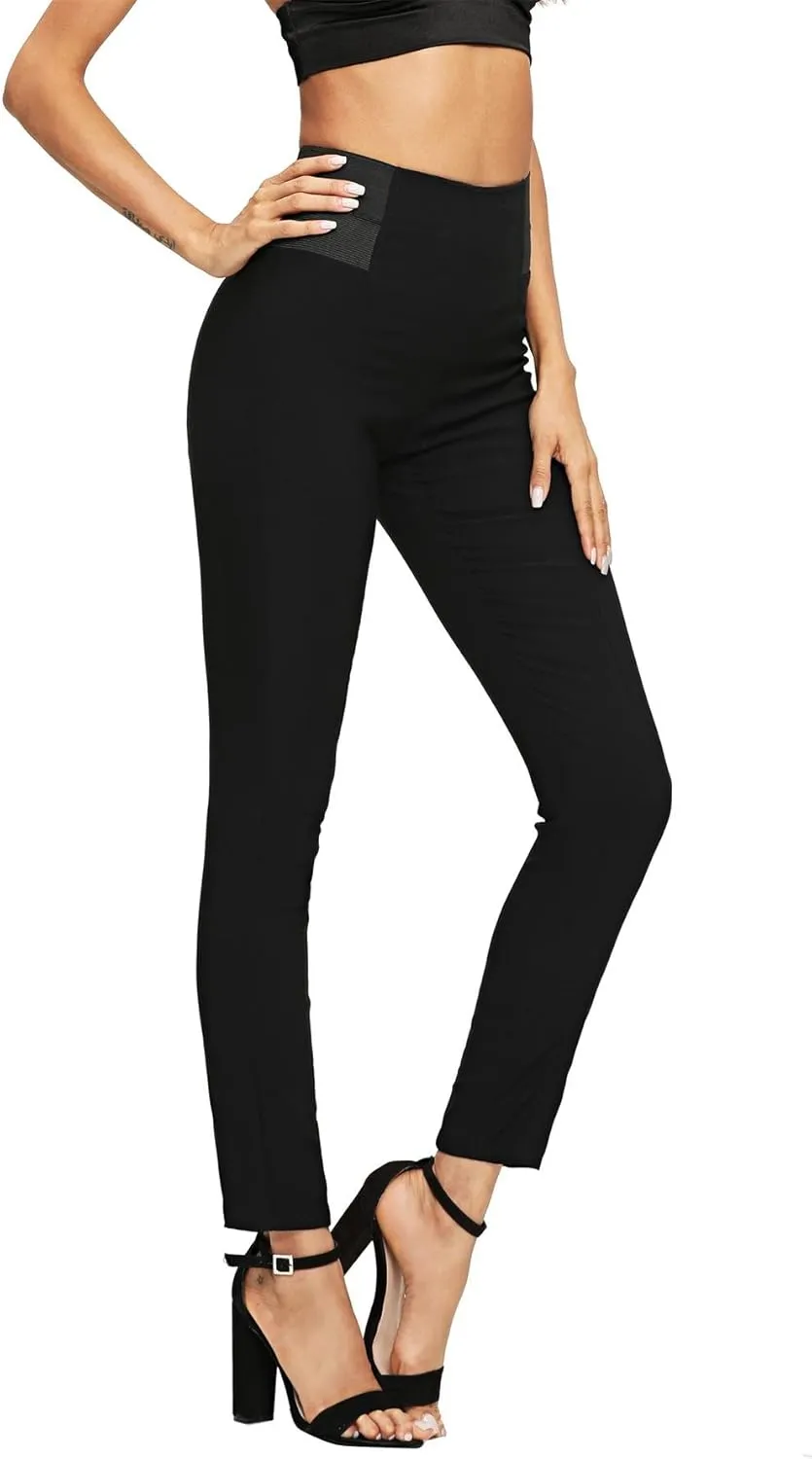 SweatyRocks Women's Basic Leggings Stretchy Slim Elastic High Waist Work Pants