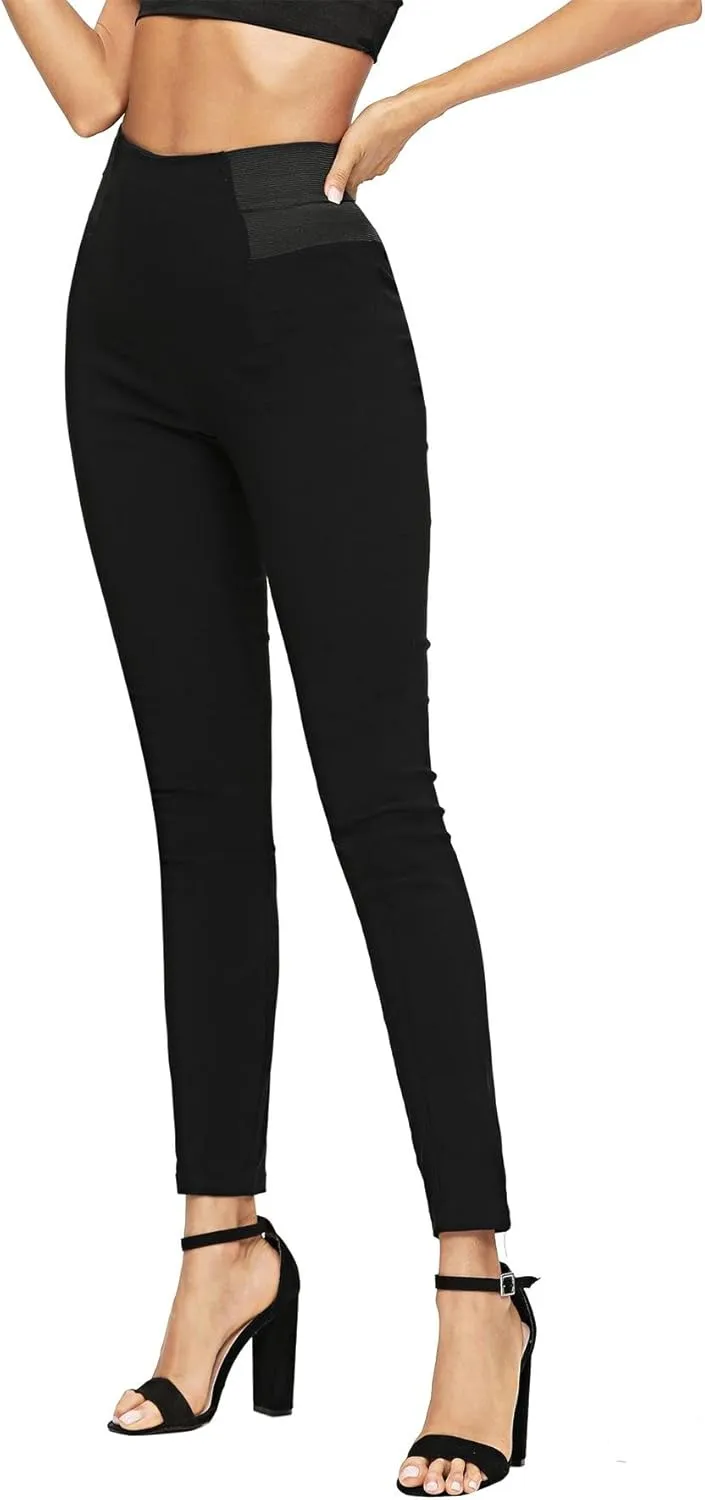 SweatyRocks Women's Basic Leggings Stretchy Slim Elastic High Waist Work Pants