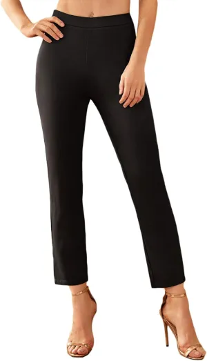 SweatyRocks Women's Casual Skinny Leggings Stretchy High Waisted Work Pants