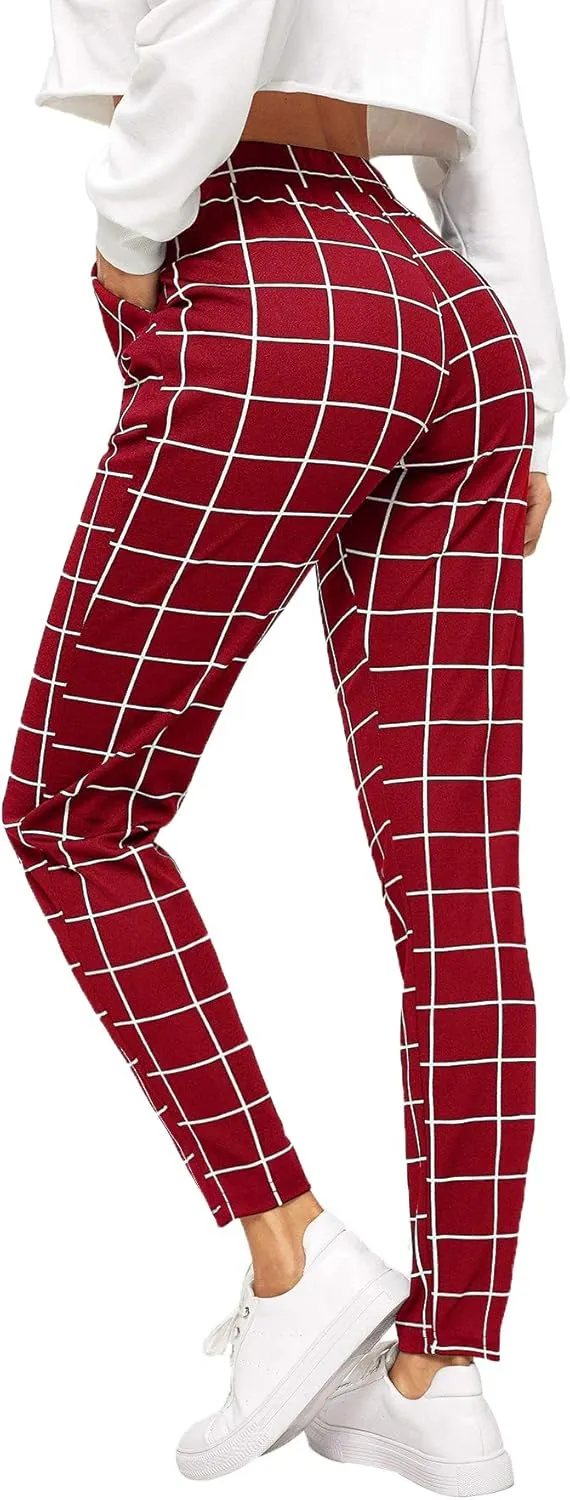 SweatyRocks Women's Pants Casual High Waist Skinny Leggings Stretchy Work Pants