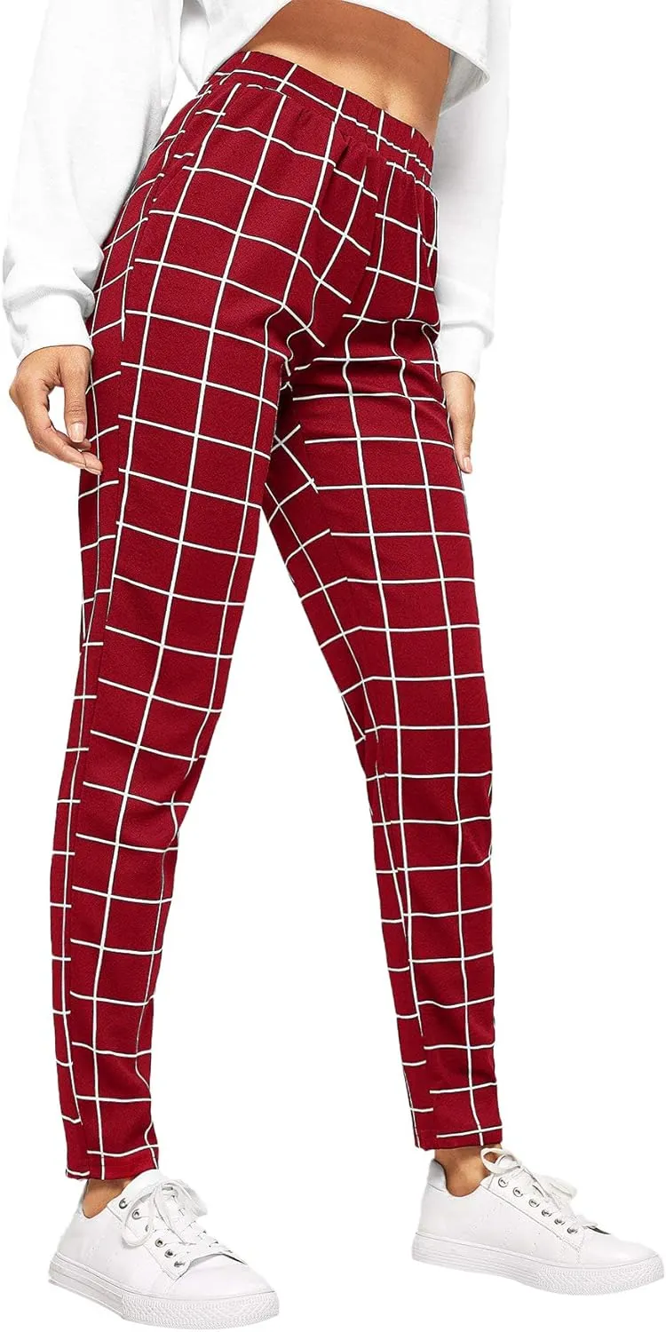 SweatyRocks Women's Pants Casual High Waist Skinny Leggings Stretchy Work Pants