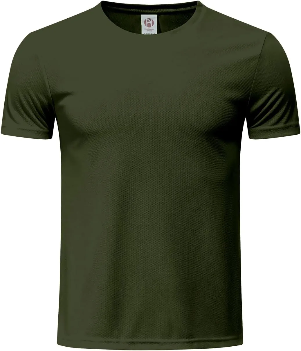 TanBridge Sweat Wicking Exercise UV Shirts for Men Short Sleeve Quick Dry Breathable T-Shirts Athletic Running Gym Sport