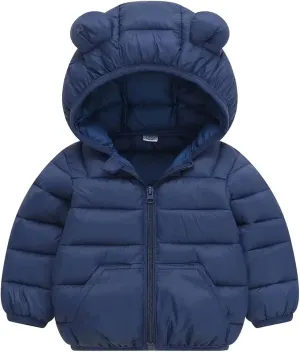 Toddler Winter Coats Puffer Padded Jacket Baby Boys Girls Bear Hoods Down Jacket Light Weight Infant Outerwear