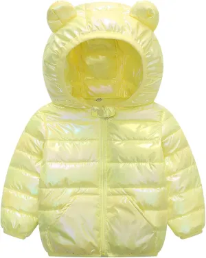 Toddler Winter Coats Puffer Padded Jacket Baby Boys Girls Bear Hoods Down Jacket Light Weight Infant Outerwear