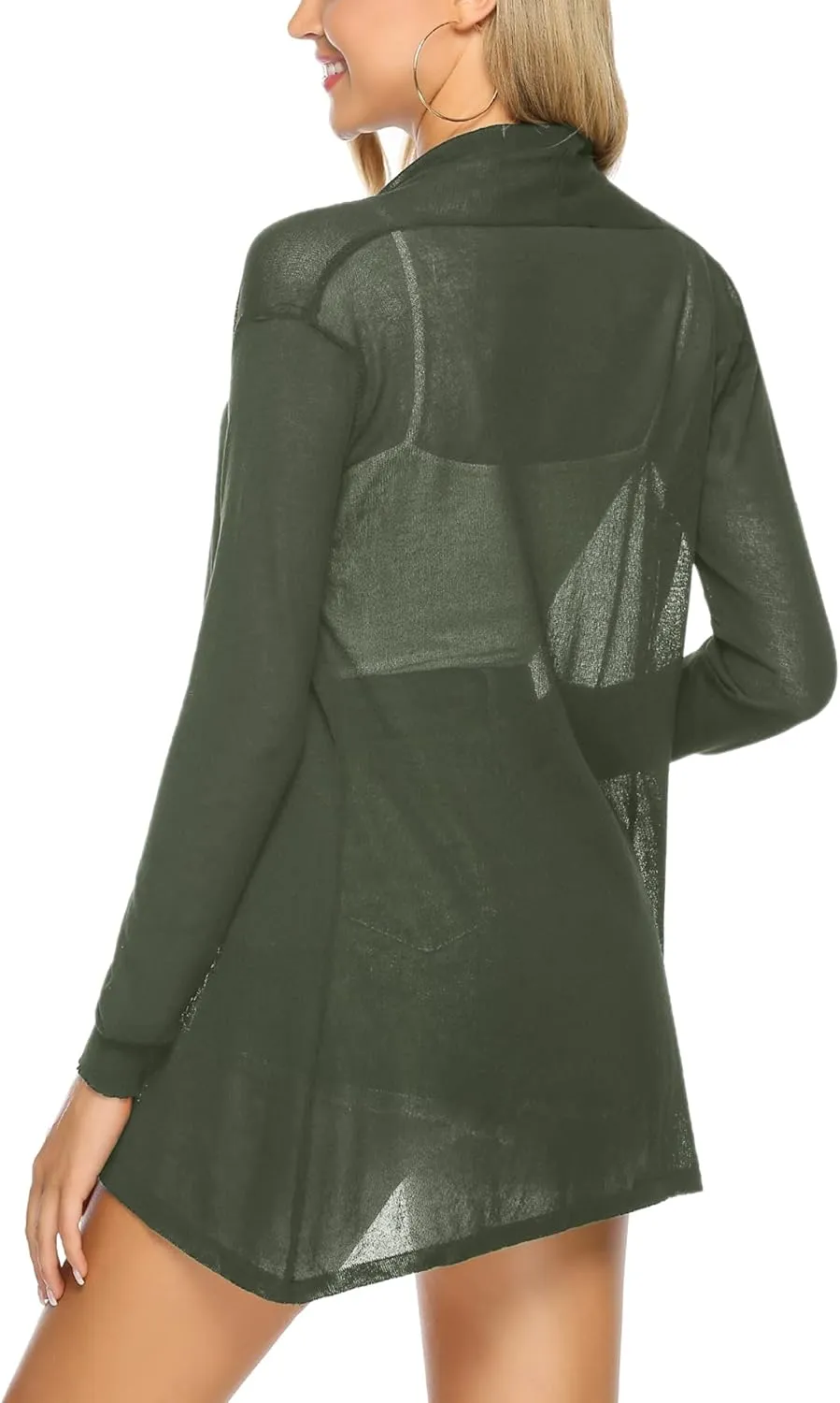 Totatuit Womens Summer Lightweight Sheer Kimono Cardigan Long Sleeve Open Front Knit Sweater Loose Cover Up Casual Blouse Top