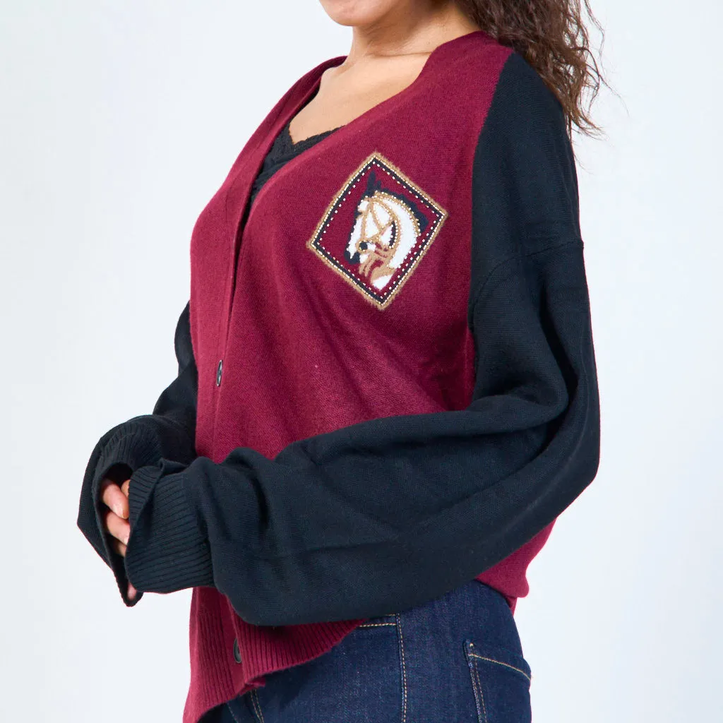 Two-tone v-neck cardigan wholesale