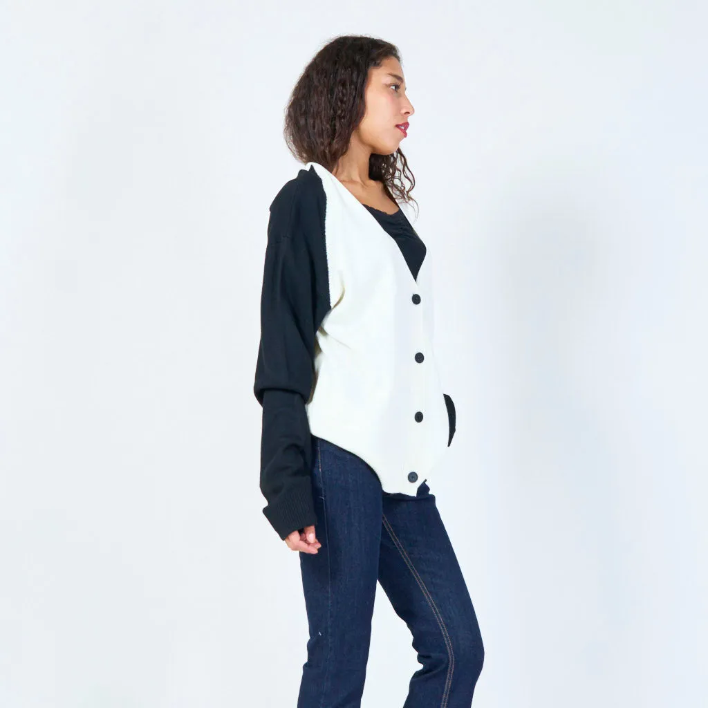 Two-tone v-neck cardigan wholesale
