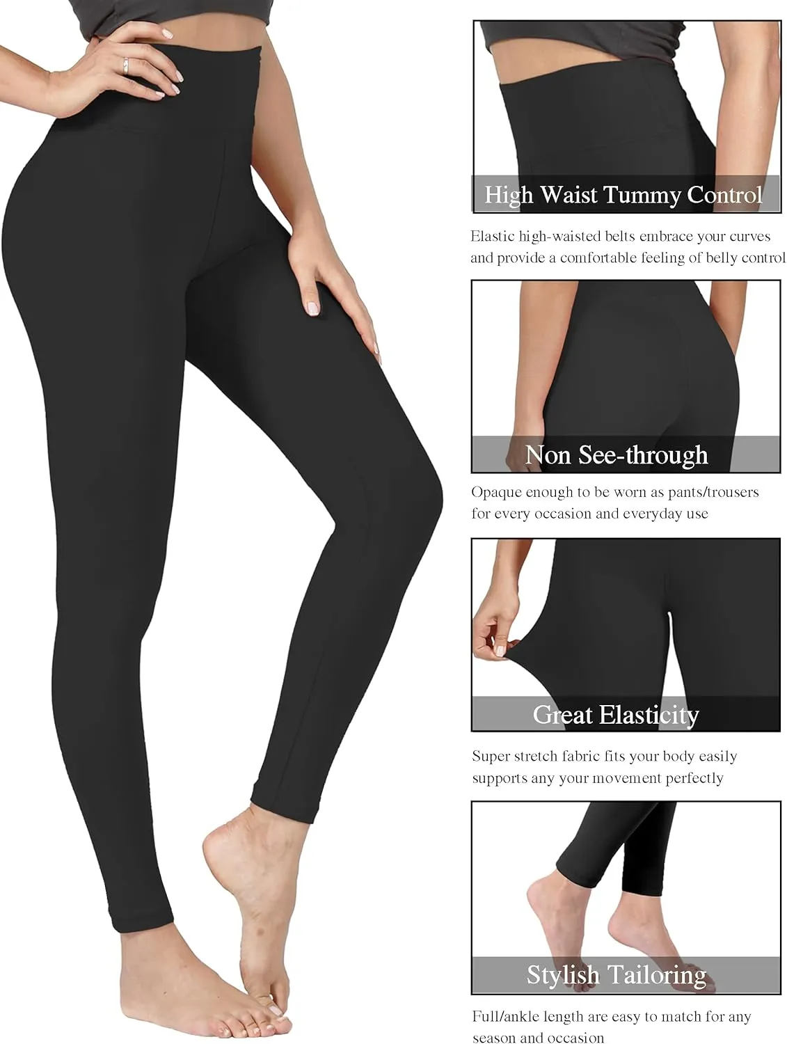 VALANDY High Waisted Leggings for Women Buttery Soft Stretchy Tummy Control Workout Yoga Running Pants One&Plus Size