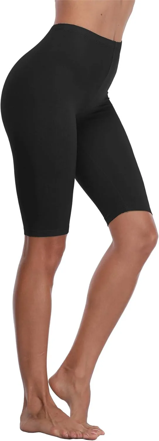 VOGUEMAX Women's Short Leggings Stretchy Slip Shorts Mid Thigh Lightweight Pants