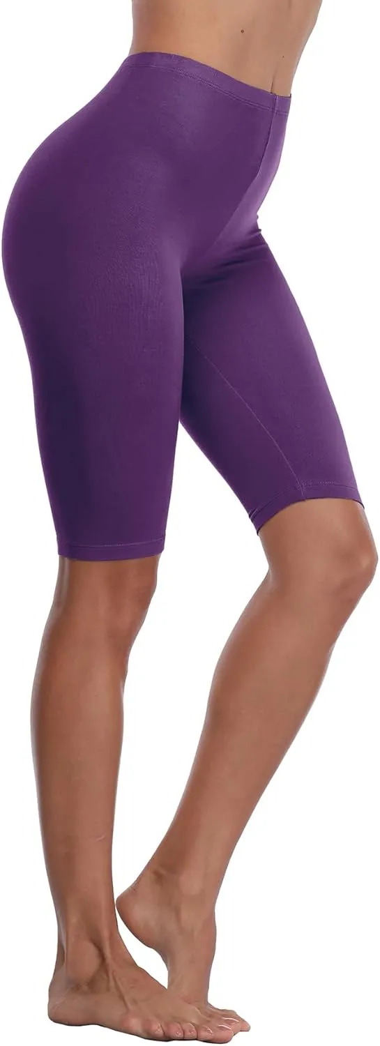 VOGUEMAX Women's Short Leggings Stretchy Slip Shorts Mid Thigh Lightweight Pants