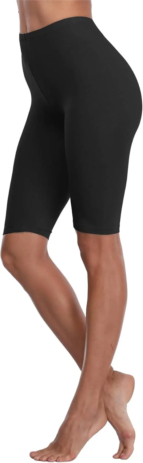 VOGUEMAX Women's Short Leggings Stretchy Slip Shorts Mid Thigh Lightweight Pants