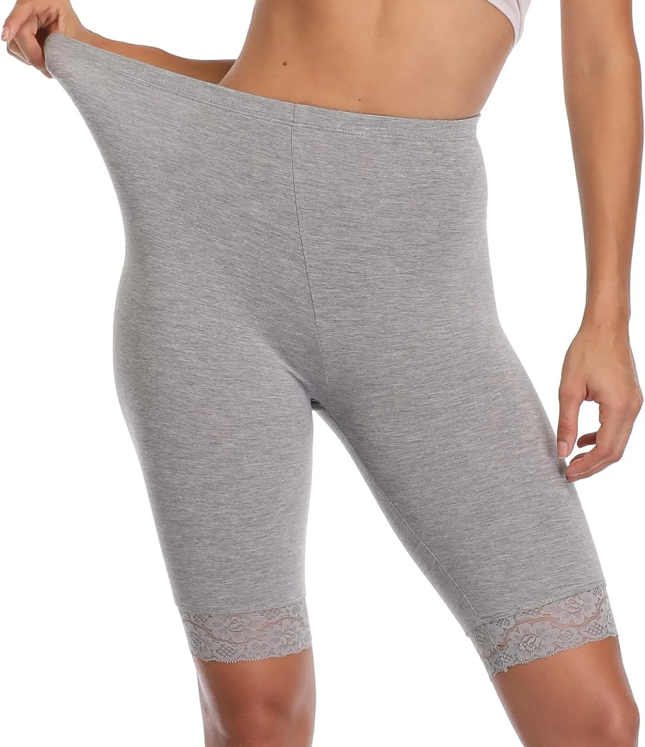 VOGUEMAX Women's Short Leggings Stretchy Slip Shorts Mid Thigh Lightweight Pants