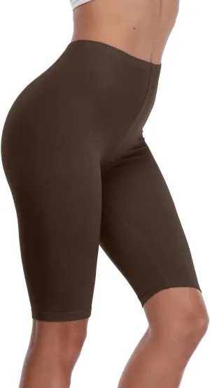 VOGUEMAX Women's Short Leggings Stretchy Slip Shorts Mid Thigh Lightweight Pants