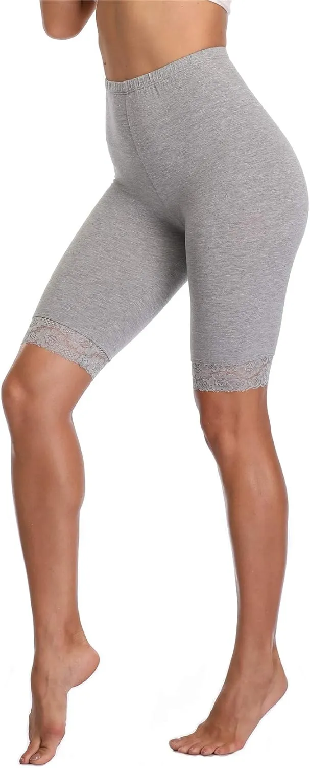 VOGUEMAX Women's Short Leggings Stretchy Slip Shorts Mid Thigh Lightweight Pants