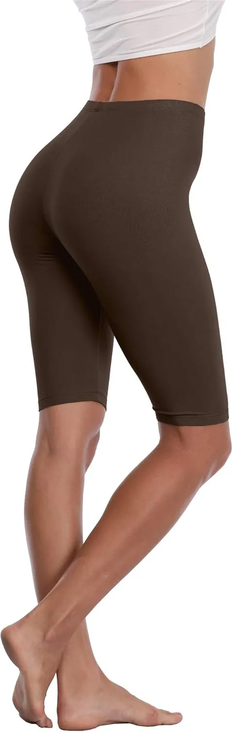 VOGUEMAX Women's Short Leggings Stretchy Slip Shorts Mid Thigh Lightweight Pants