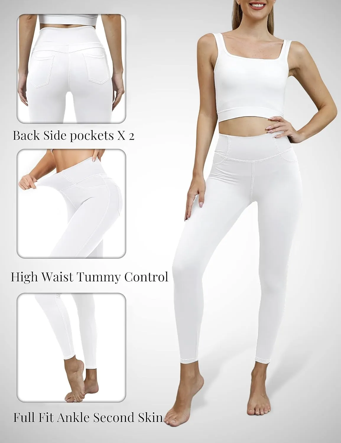VOOVEEYA Jeggings for Women High Waist, Leggings with Pockets Tummy Control Plus Size Stretchy Jeans Leggings
