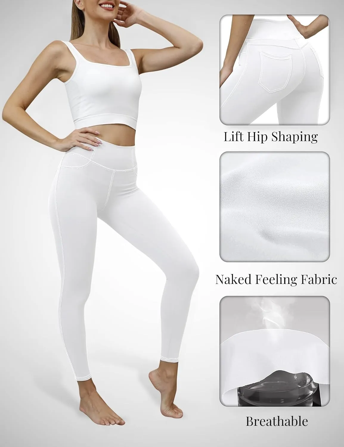 VOOVEEYA Jeggings for Women High Waist, Leggings with Pockets Tummy Control Plus Size Stretchy Jeans Leggings