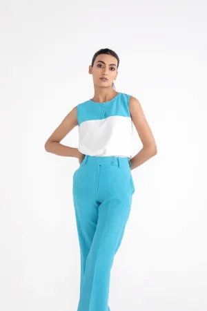 White And Blue Two-Toned Co-ord Set for workwear