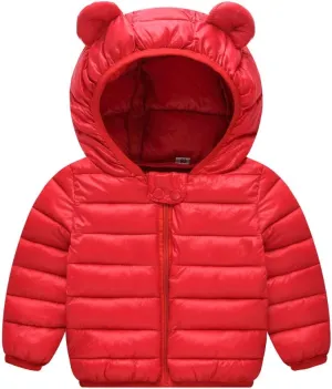 Winter Coats Puffer Padded Jacket for Toddler Boys Girls Kids Light Outwear Cute Bear Ears with Hoods Clothing