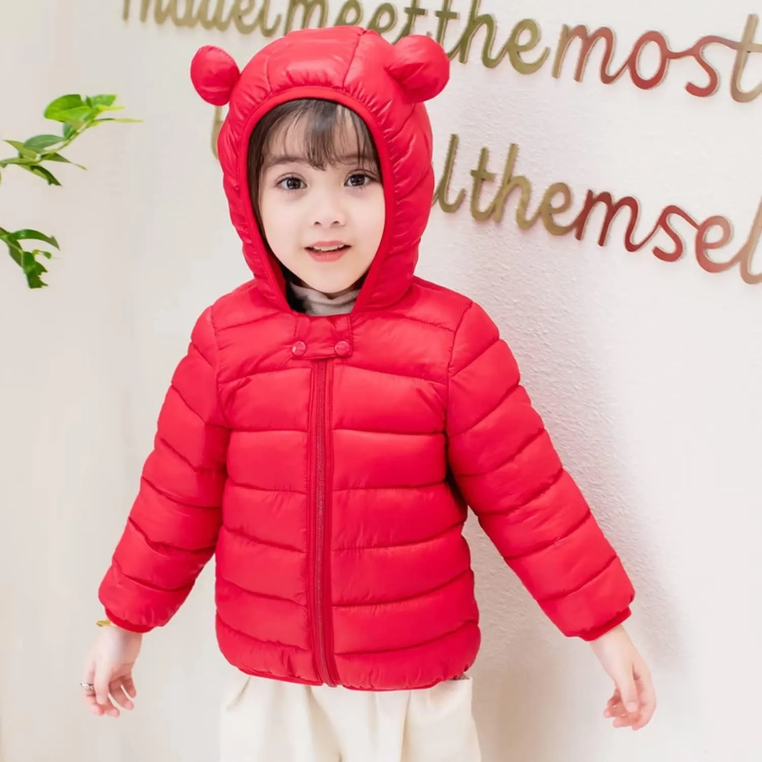 Winter Coats Puffer Padded Jacket for Toddler Boys Girls Kids Light Outwear Cute Bear Ears with Hoods Clothing