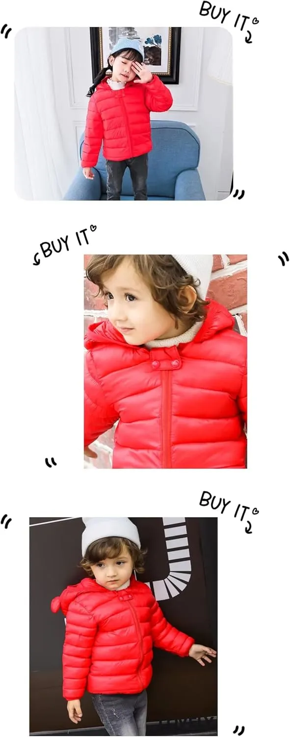 Winter Coats Puffer Padded Jacket for Toddler Boys Girls Kids Light Outwear Cute Bear Ears with Hoods Clothing
