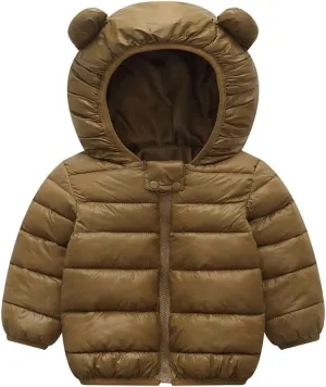 Winter Down Coats for Kids Baby Boys Girls Light Puffer Padded Jacket Bear Hoods Infant Outerwear