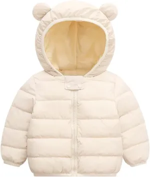 Winter Down Coats for Kids Baby Boys Girls Light Puffer Padded Jacket Bear Hoods Infant Outerwear
