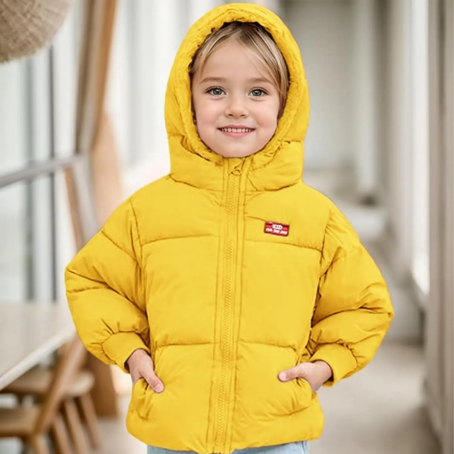 Winter Down Coats for Kids Baby Boys Girls Light Puffer Padded Jacket with Hooded Toddler Outerwear