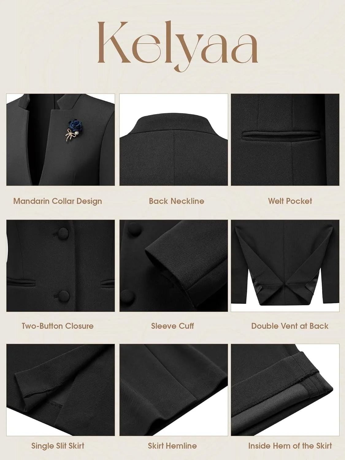 Women's 2 Piece Suit Skirt Set Business Office Work Blazer Jackets and Pencil Skirt with Slit