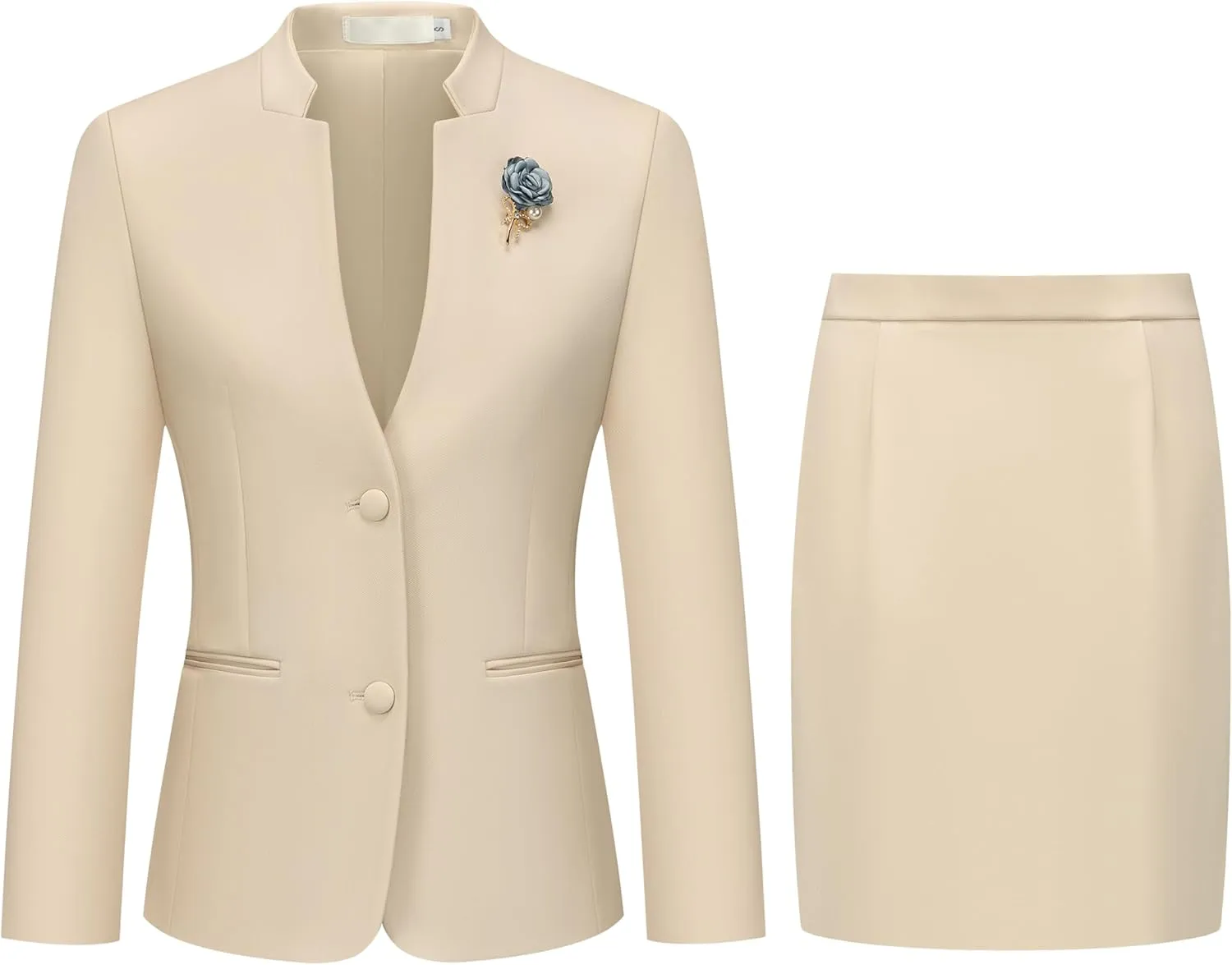 Women's 2 Piece Suit Skirt Set Business Office Work Blazer Jackets and Pencil Skirt with Slit