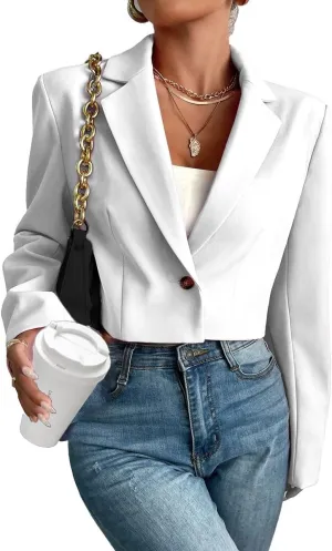 Women's 2025 Summer Cropped Blazer Jacket Lightweight Casual Eleglant Fully-Lined Fashion Work Office Blazers