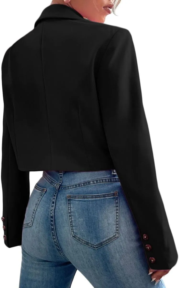 Women's 2025 Summer Cropped Blazer Jacket Lightweight Casual Eleglant Fully-Lined Fashion Work Office Blazers
