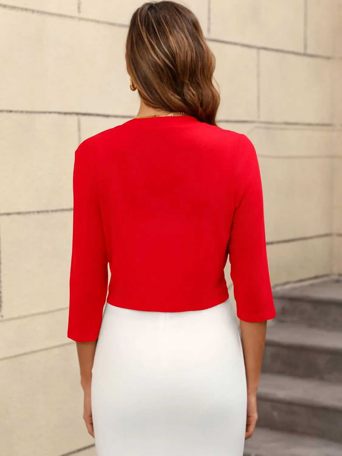 Women's 3/4 Sleeve Thin Shrugs Lightweight Open Front Cropped Cardigan for Women