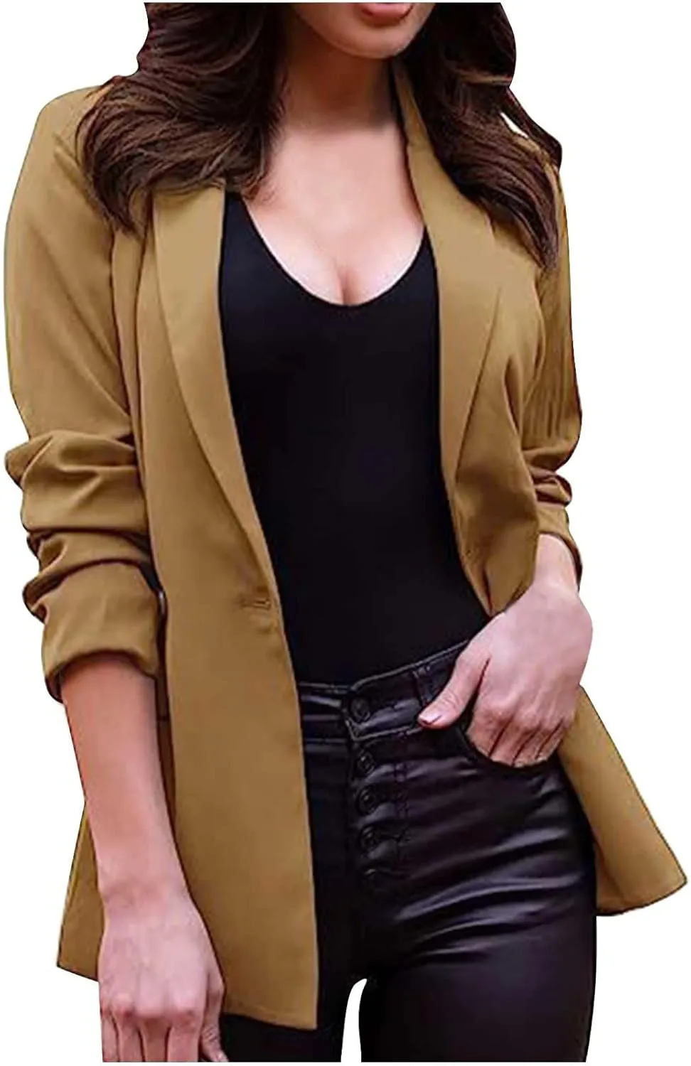 Womens Blazers Fashion Dressy Plaid Print Jackets Blazer Business Office Open Front Jacket Professional Clothes