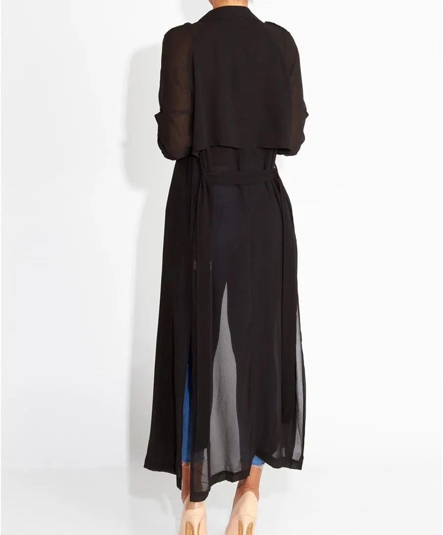 Womens Long Sleeve Fashion Chiffon Lightweight Maxi Sheer Duster Cardigans