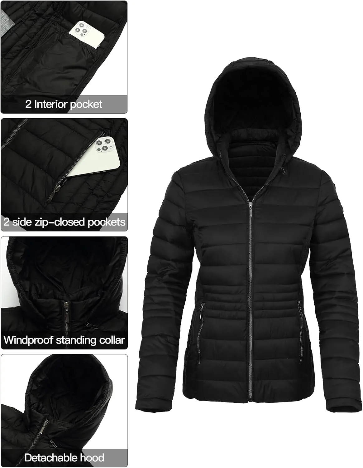 Women's Ultra Light Puffer Jacket Hooded Short Jacket Winter Coats for Women