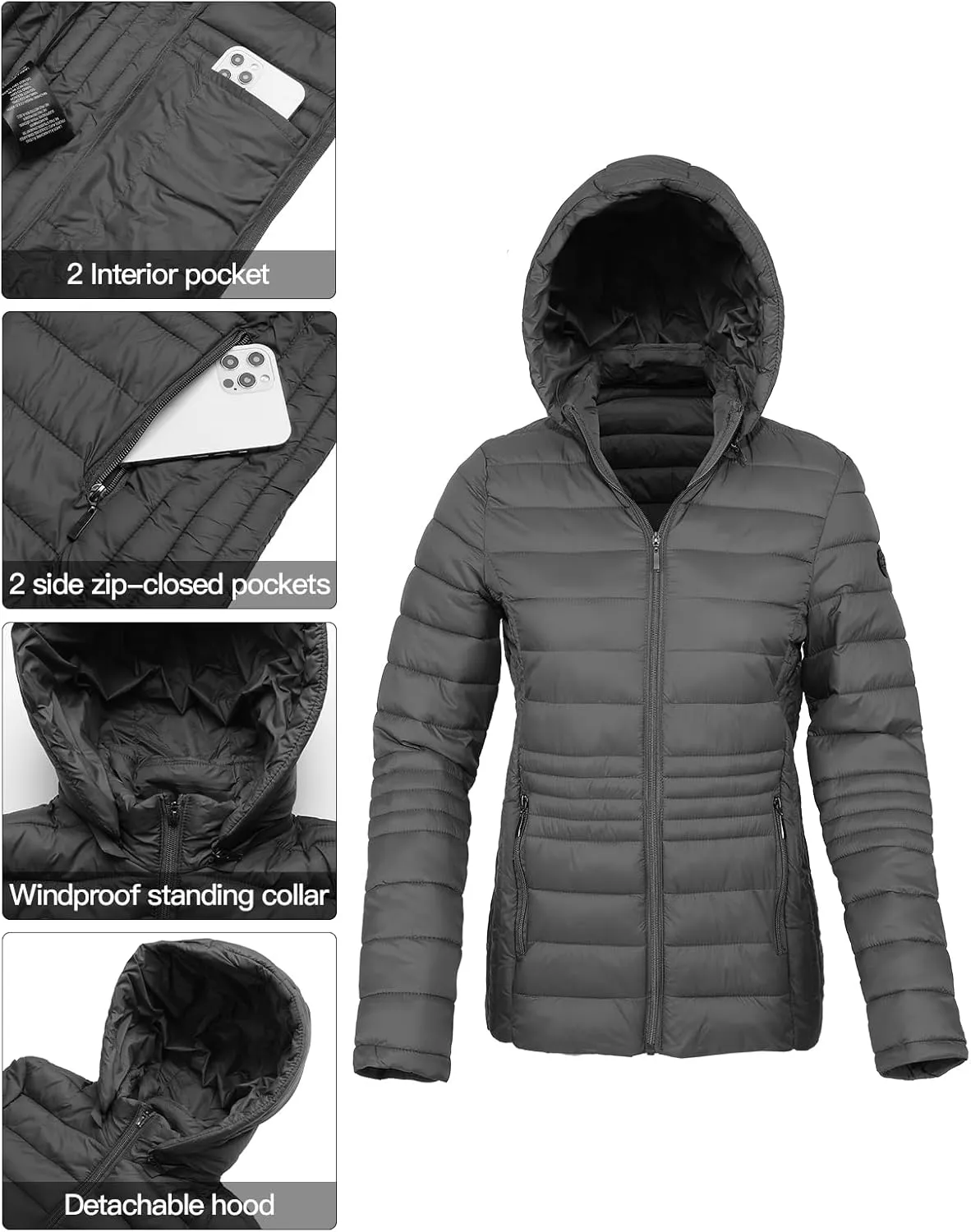 Women's Ultra Light Puffer Jacket Hooded Short Jacket Winter Coats for Women