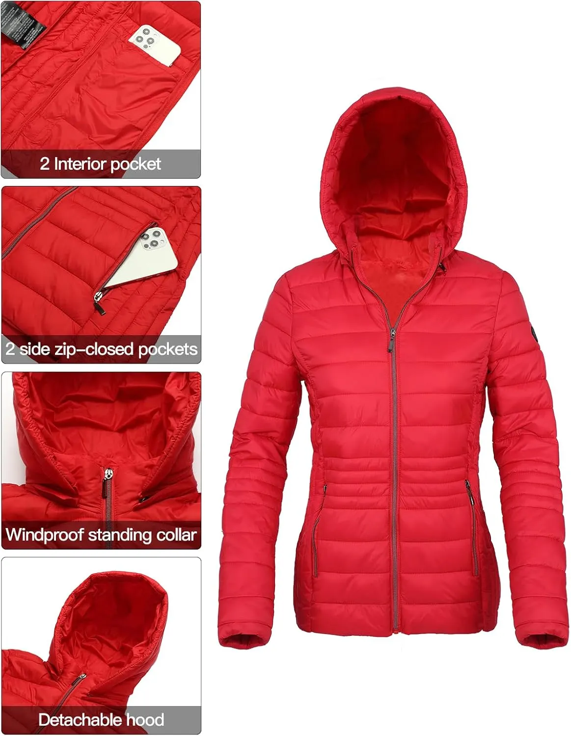 Women's Ultra Light Puffer Jacket Hooded Short Jacket Winter Coats for Women