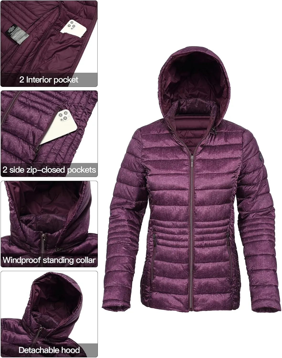 Women's Ultra Light Puffer Jacket Hooded Short Jacket Winter Coats for Women