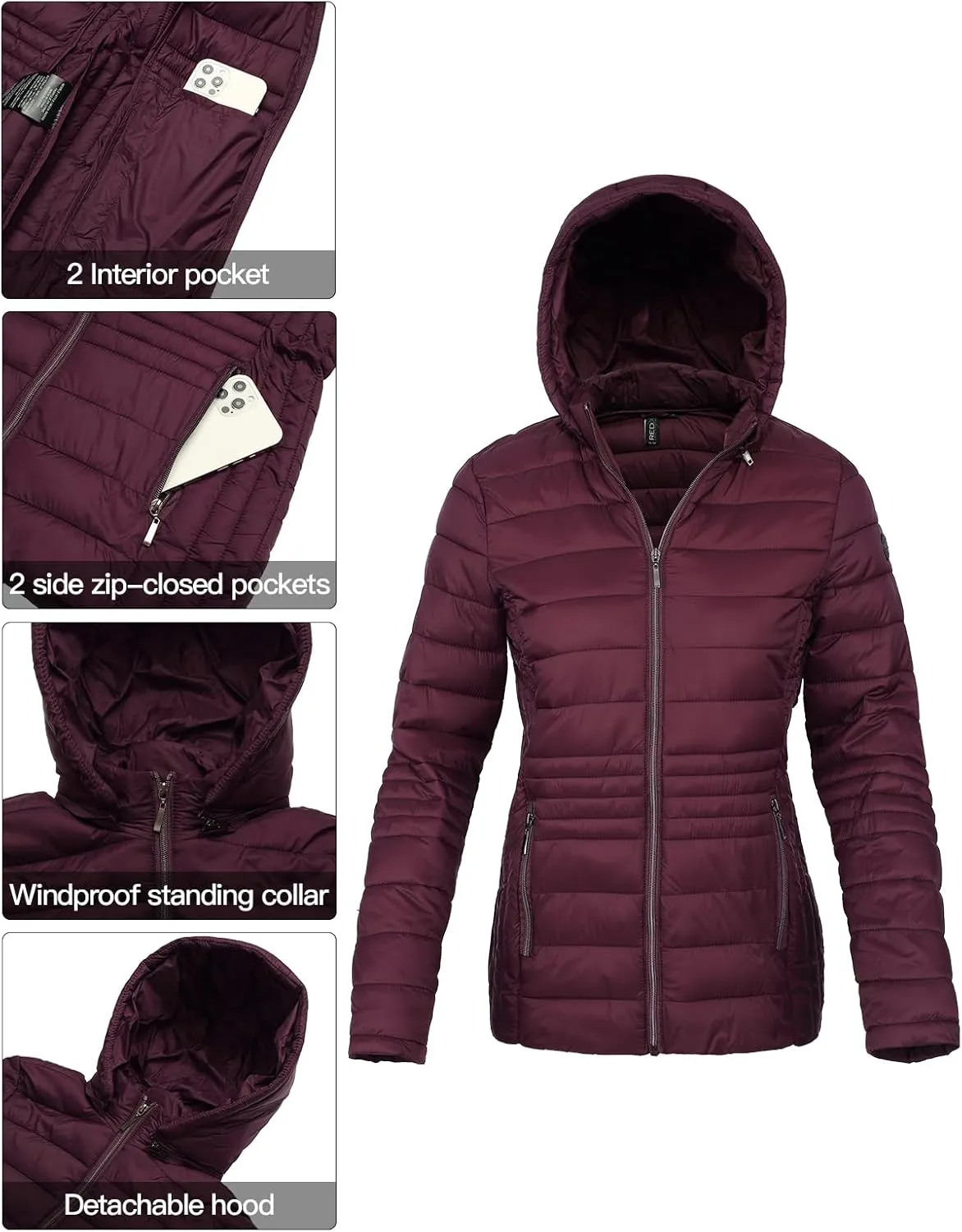 Women's Ultra Light Puffer Jacket Hooded Short Jacket Winter Coats for Women