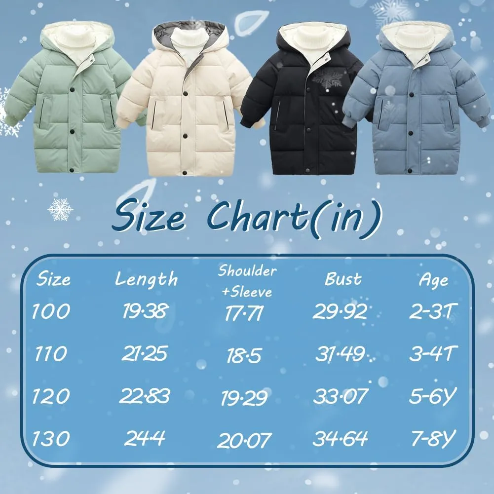 XIFAMNIY Baby Kids Winter Coat Puffer Down Jacket Windproof Light Winter Jacket Hooded Outwear 2-6T