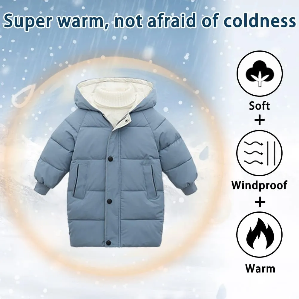 XIFAMNIY Baby Kids Winter Coat Puffer Down Jacket Windproof Light Winter Jacket Hooded Outwear 2-6T
