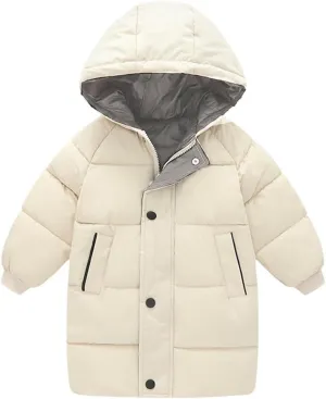 XIFAMNIY Baby Kids Winter Coat Puffer Down Jacket Windproof Light Winter Jacket Hooded Outwear 2-6T