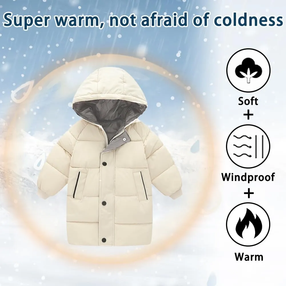 XIFAMNIY Baby Kids Winter Coat Puffer Down Jacket Windproof Light Winter Jacket Hooded Outwear 2-6T