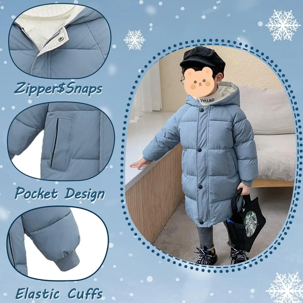 XIFAMNIY Baby Kids Winter Coat Puffer Down Jacket Windproof Light Winter Jacket Hooded Outwear 2-6T