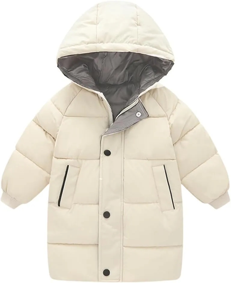 XIFAMNIY Baby Kids Winter Coat Puffer Down Jacket Windproof Light Winter Jacket Hooded Outwear 2-6T