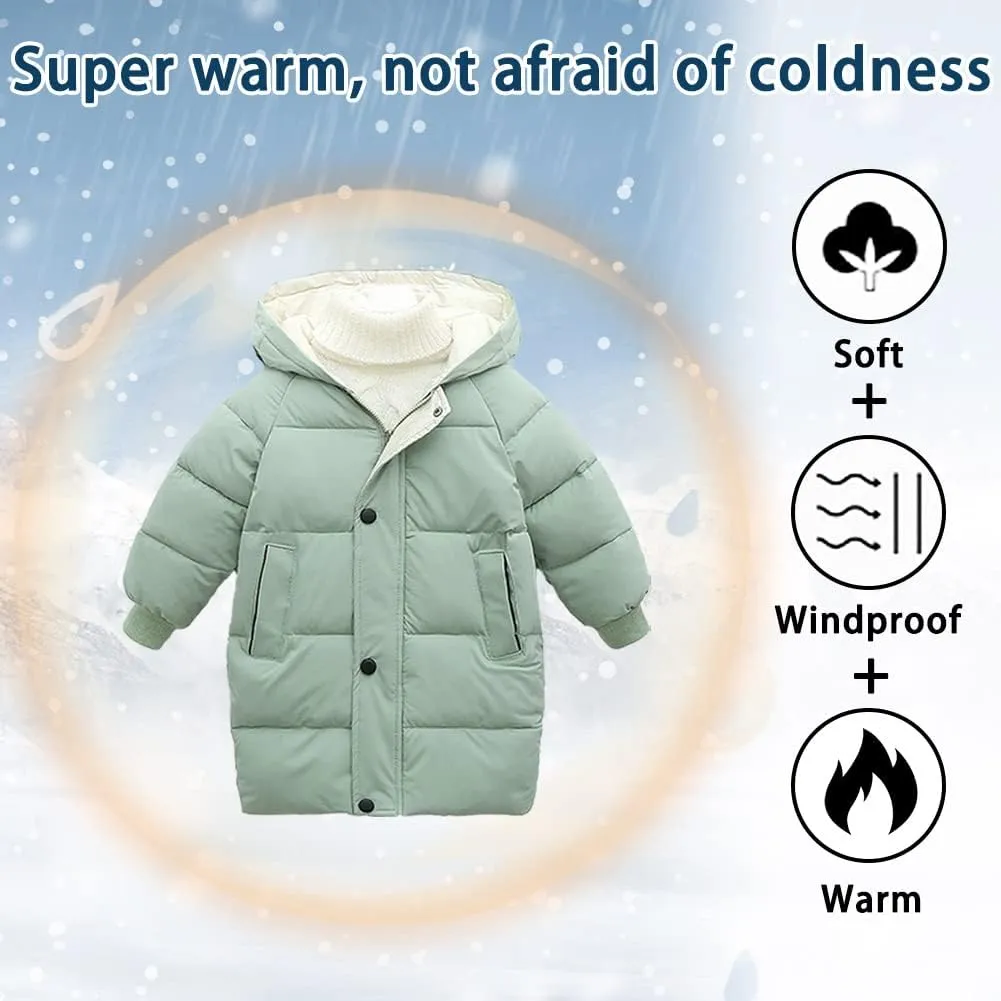 XIFAMNIY Baby Kids Winter Coat Puffer Down Jacket Windproof Light Winter Jacket Hooded Outwear 2-6T