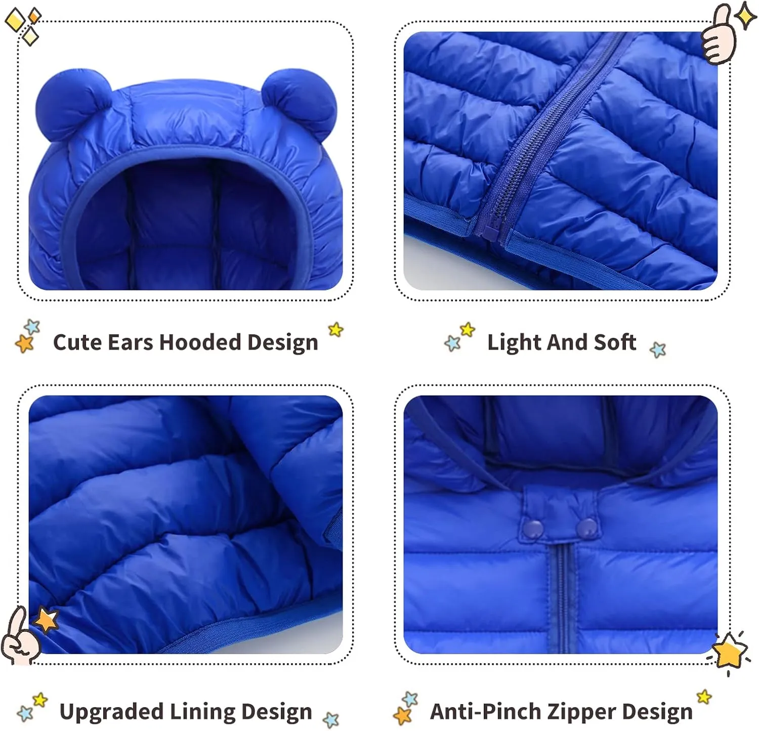 XMWEALTHY Baby Boys Girls Winter Coats Toddler Bear Hoods Down Jacket Infant Kids Light Puffer Padded Outwear 6M-3T