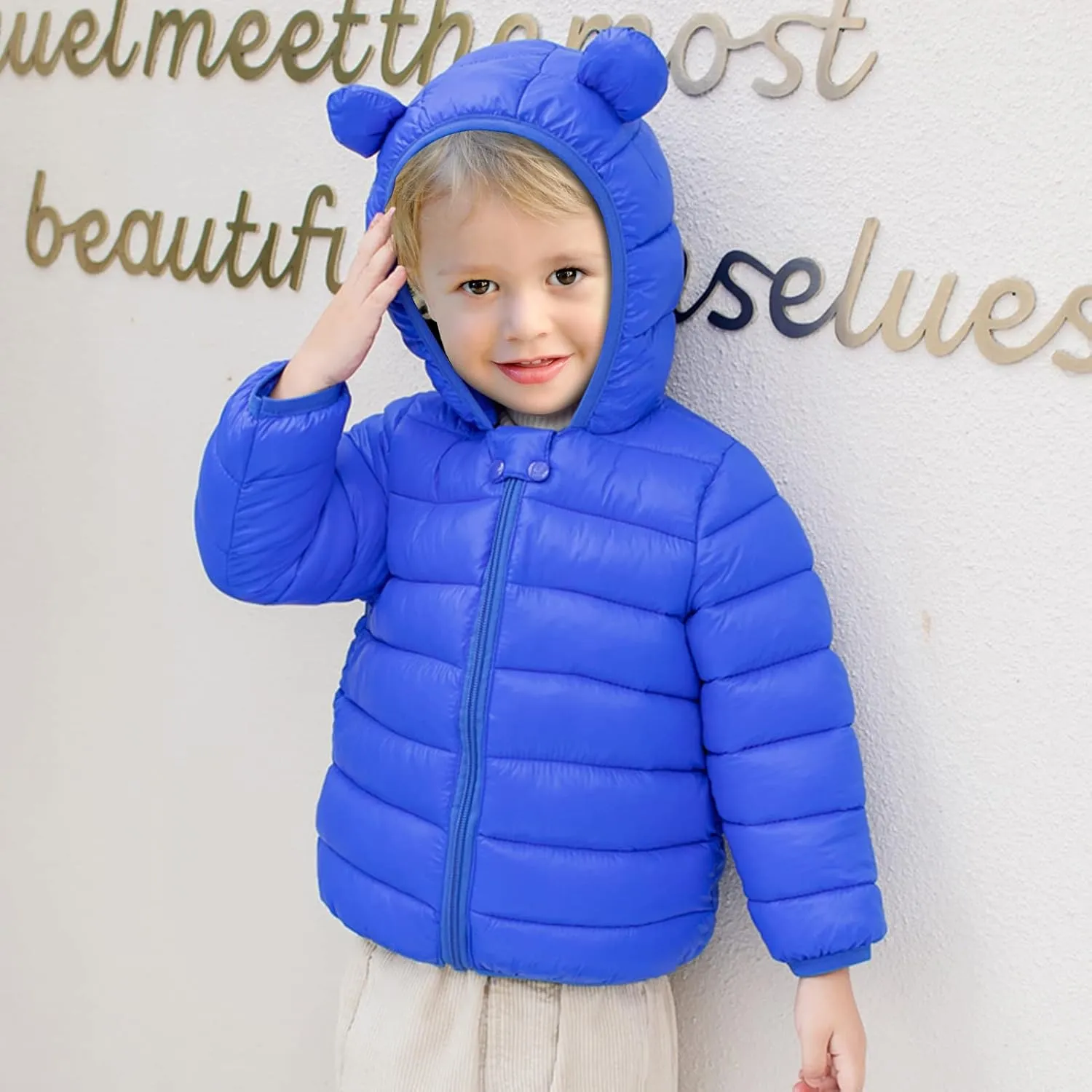 XMWEALTHY Baby Boys Girls Winter Coats Toddler Bear Hoods Down Jacket Infant Kids Light Puffer Padded Outwear 6M-3T